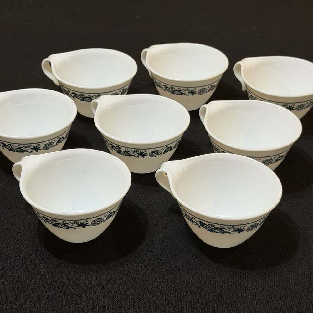 Corelle Old Town Blue Onion Coffee Tea Cups Open Hook Handle Set of 8